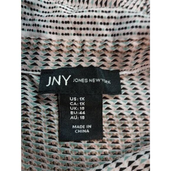 Jones New York Shirt Ladies‎ 1x Button Front 3/4 Sleeve Flowy Patchwork - Picture 5 of 7